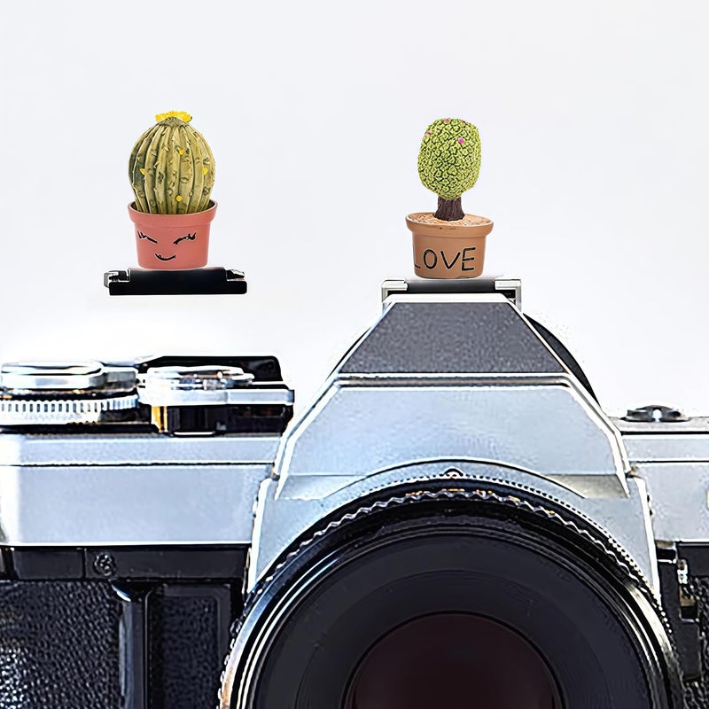 MENGSOOD Camera Hot Shoe Cover, Cartoon Plants Cactus Hot Shoe Cap, Hot Shoe Protector Compatible with Sony Fujifilm Fuji Canon Nikon Pentax Leical Panasonic (2pcs Love) - Image 1
